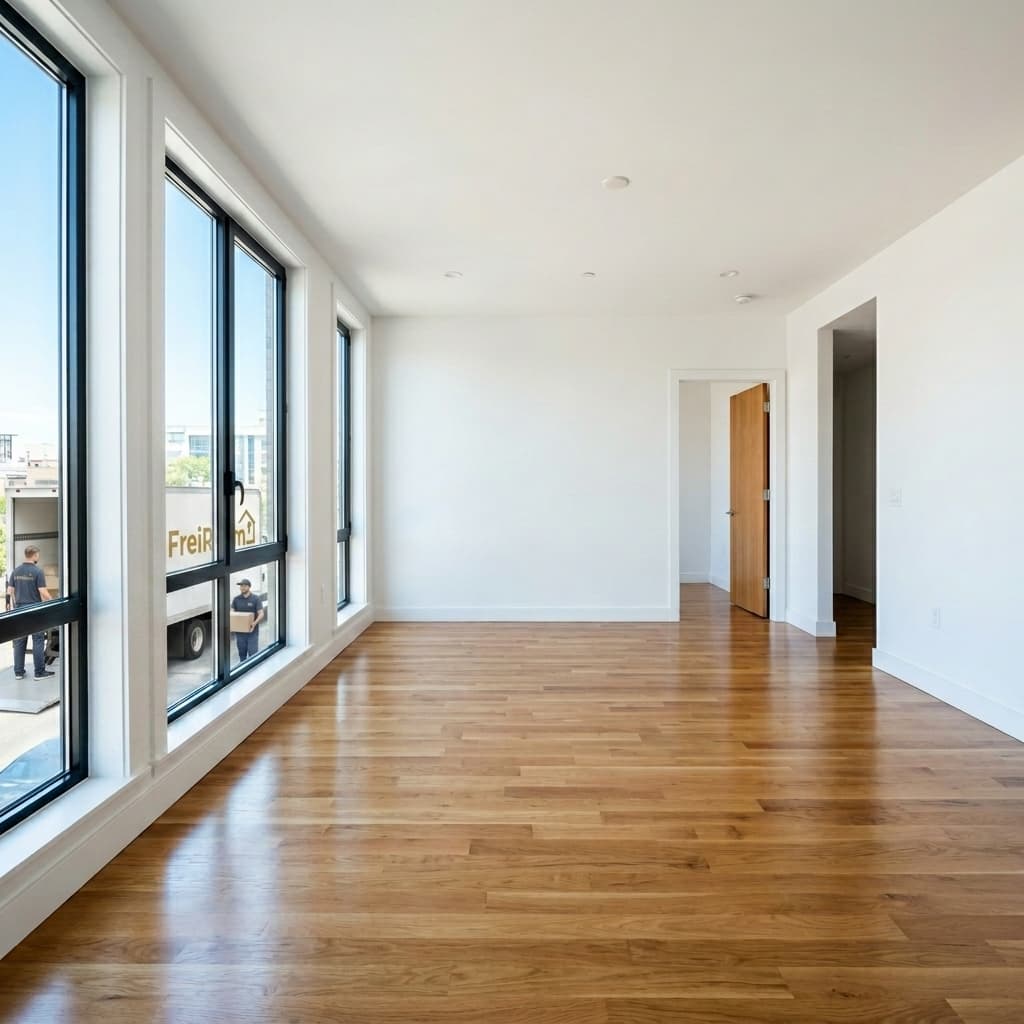 Sauberer, leerer Raum nach Entrümpelung